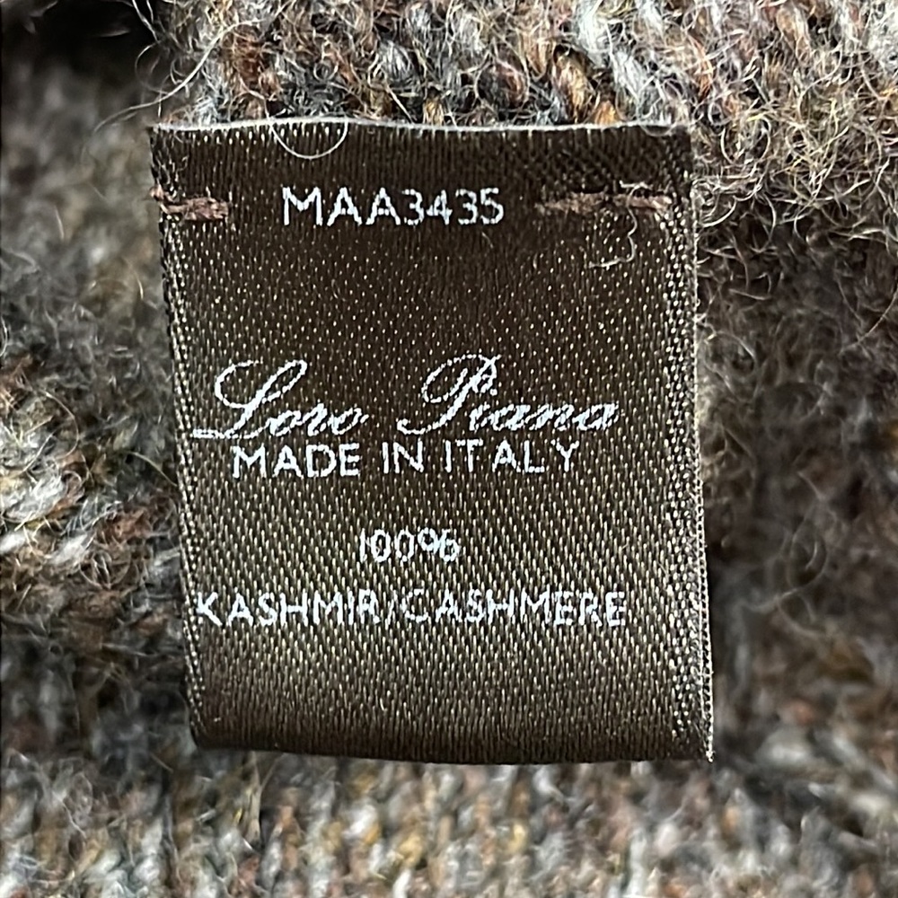 SOLD - Loro Piana Cashmere Turtleneck Sweater Marled Brown Knit Mens Sz 48 Small - Picture 9 of 13